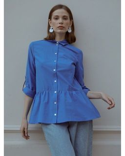 Блуза хлопковая 2002-03-6522 голубой