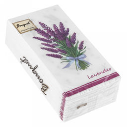Салфетки бумажные "Bouquet Original de Luxe" 33х33см, 2-х слойные, 20 штук в упаковке, 100% целлюлоза, "Лаванда" (Россия)