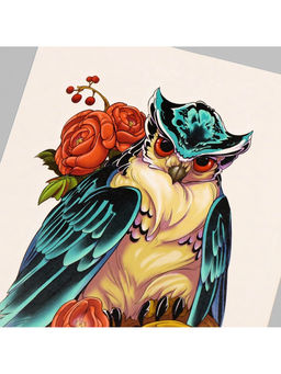 Цена за 2 шт. Переводная тату на тело цветная Сова в пионах, 26.1?14.6 см