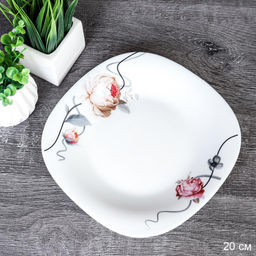 Тарелка 200 мм квадратная / Sq13/7595 L (7315) /уп 2/ Чайная роза на ветке