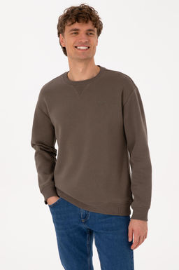 Erkek Vizon Basic Sweatshirt