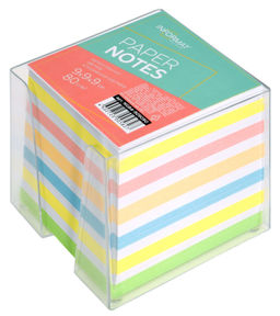 Блок для записей в подставке INFORMAT 9х9х9 см ассорти 4 цвета 80 г/м2, цвет подставки про...