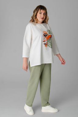 Арт. 2376 Костюм с брюками женский 52-60 (5 шт) Цвет:молочный, полынь