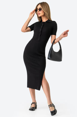 Женское платье-поло в рубчик Happy Fox