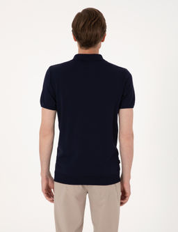 Lacivert Slim Fit Polo Yaka Fermuarl_ Triko Ti__rt - Pierre cardin фото 5