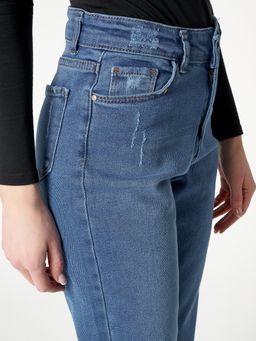 Джинсы женские прямые с высокой талией синего цвета 536_20S - Mtforce фото 12