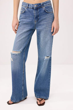 Mavi Y?rt?k Detayl? Yuksek Bel Wide Leg Jeans TWOSS26JE00265 - Trendyolmilla фото 4