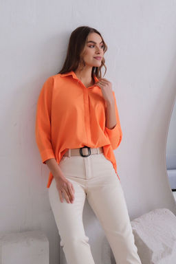 11368 Рубашка с цельнокроенными рукавами оранжевая - Martichelli фото 2