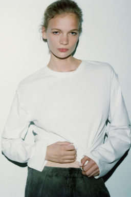 DOUBLE EFFECT LONG SLEEVE T-SHIRT - Zara фото 4