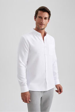 Рубашка приталенного кроя с длинным рукавом - Defacto фото 6