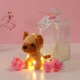 Набор подарочный Пёсик беж, мыльные розовые розы 5 шт., роса, 7?7?12 см - Simaland фото 4