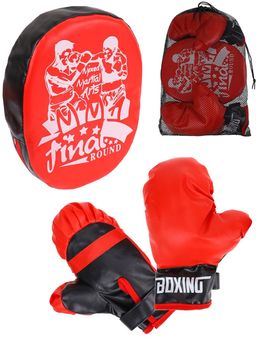 Набор для бокса "Спортсмен (красный)": лапа 24см + перчатки (Y24652006) в сетке