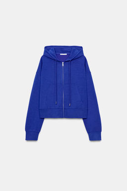 SUDADERA INTERLOCK CAPUCHA / Azul?n - Zara фото 7
