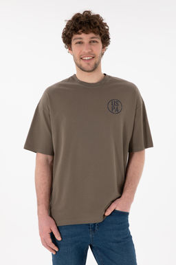 Erkek Oversize Fit Bisiklet Yaka Vizon Ti__rt Sepette S_rpriz _ndirim