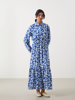 G?mlek Yaka Desenli Elbise