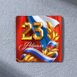 Цена за 4 шт. Магнит полимерный Триколор. 23 февраля, 7?7 см