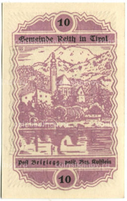 10 геллеров 1920 года Австрия Райт (нотгельд)