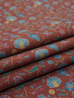 Хлопколен Чудный вьюнок цв.коричнево-красный, ш.1.5м, лен-20%, хлопок-80%, 170гр/м.кв - Купава фото 2