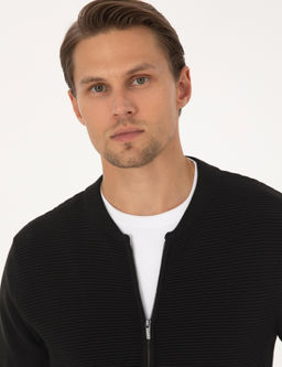 Siyah Slim Fit Fermuarl_ Triko H_rka - Pierre cardin фото 2