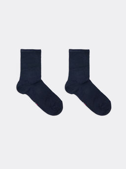 Цена за 5 пар! Высокие женские носки из шерсти и бамбука в оттенке темно-синий меланж т.синий меланж 291K-2190 - Mark formelle фото 3