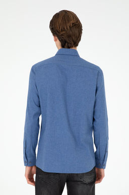 Мужская базовая рубашка цвета индиго с длинным рукавом - U.s. polo assn фото 5