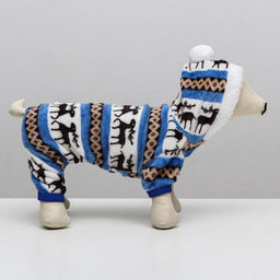 Комбинезон Олени с капюшоном, размер L (ДС 35 см, ОГ 45 см, ОШ 35 см), голубой - Simaland фото 17