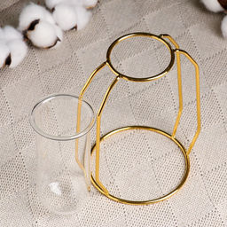 Фигурное кашпо для цветов Пробирка, 210 мл, d=5 см, h=12 см, стеклянное, на золотистой подставке - Take it easy фото 3