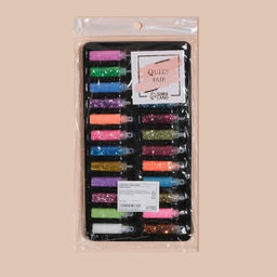 Блёстки для декора ногтей, мелкие/средние, в пластиковом органайзере, набор 24 бутылочки, разноцветные - Qf фото 6