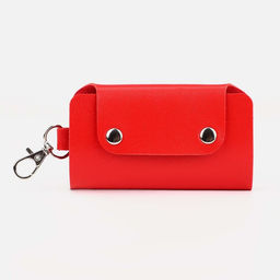 Цена за 2 шт. Ключница карманная на кнопках, 7 карабинов, размер 11×2×6.5 см, красная