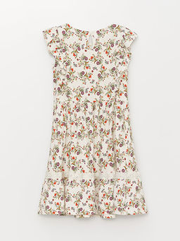 Bisiklet Yaka Desenli K?sa Kollu K?z ?ocuk Elbise ve Toka - Waikiki фото 2