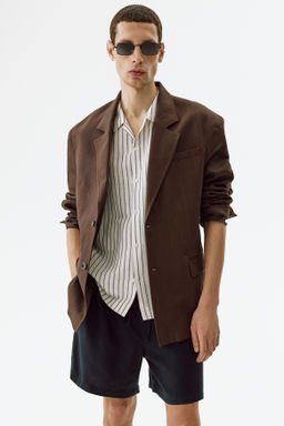 Pantal?n corto en mezcla de lino Relaxed Fit - H&m фото 6
