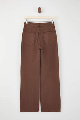 Kahverengi D_K_ML_ Trok Detayl_ Y_ksek Bel %100 Pamuk Wide Leg Jeans TWOSS26JE00065 - Trendyolmilla фото 6