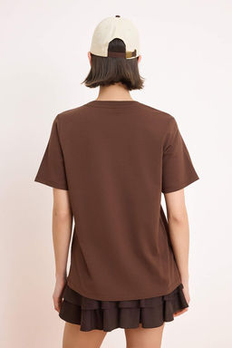 Kahverengi Slogan Regular/Normal Kal?p K?sa Kollu %100 Pamuk Orme T-Shirt TWOSS26TS00171 - Trendyolmilla фото 4