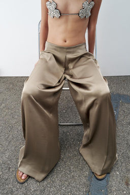 WIDE-LEG SATIN TROUSERS - Zara фото 2