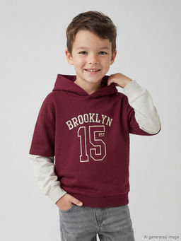 Brooklyn Bask?l? Erkek ?ocuk Kal?n Kap??onlu Sweatshirt