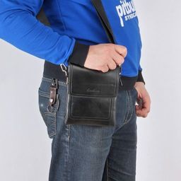 Cумка муж искусственная кожа Cantlor-L 3017S-5, 3отд, 1внеш.+3внут, карм, плечевой ремень, черный 242304  фото 5