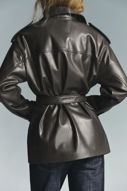 FAUX LEATHER JACKET WITH POCKETS - Zara фото 4