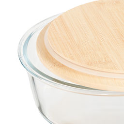 51958 GIPFEL Контейнер стеклянный STOR 640мл/O15х6,5см, круглый с крышкой. Материал: боросиликатное стекло, бамбук, силикон  фото 4