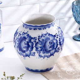 Ваза для цветов «Сирень», h=26 см, фарфор гжель, авт. Киселев А.