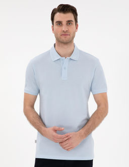 A__k Mavi Slim Fit K_vr_lmaz Polo Yaka Basic Ti__rt