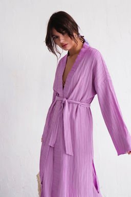 9540 Костюм из кимоно и брюк-палаццо сиреневый - Martichelli фото 14
