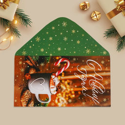 Цена за 10 шт. Конверт для денег «С Новым годом!», какао, 16.5×8 см