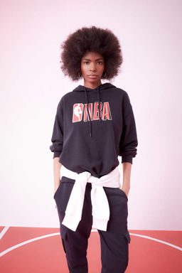 DeFactoFit Толстовка Oversize с капюшоном и надписью NBA Oversize