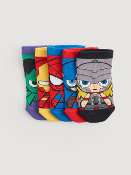 Spider-Man Desenli Erkek ?ocuk Patik ?orap 5li