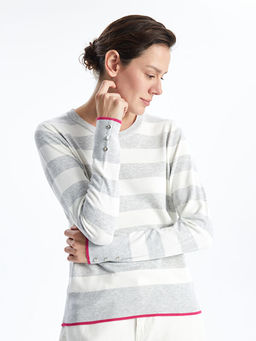 Bisiklet Yaka Renk Bloklu Kad?n Triko Kazak