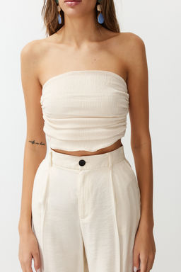 Trendyolmilla Premium Tas Straplez Buzgulu Esnek Orme Bluz TWOSS24BZ00216 фото 12