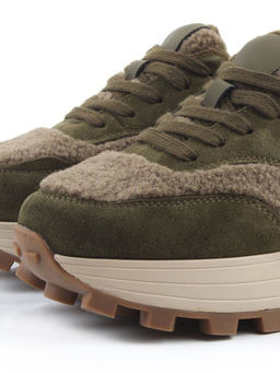 04-P118-2C GREEN Кроссовки демисезонные женские (натуральная замша, натуральная кожа, текстиль) - Алиса фото 3