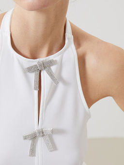 Halter Yaka Ta?l? Fiyonk Detayl? Kad?n Bluz