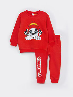 Bisiklet Yaka Uzun Kollu Paw Patrol Bask?l? Erkek Bebek Sweatshirt ve Pantolon 2li Tak?m