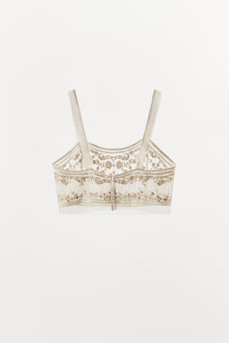 TOP CORTO BORDADO ZW COLLECTION / Crudo medio